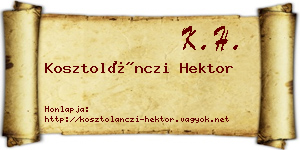 Kosztolánczi Hektor névjegykártya